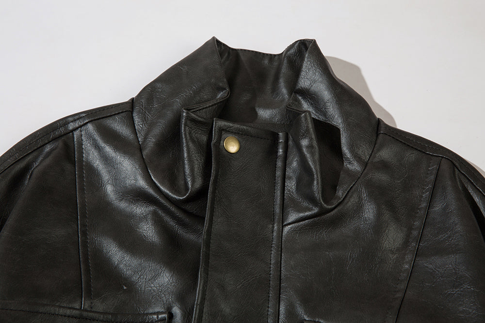 Loose Leather Coat Flight Jacket Men Product information: Color: black, dark brown Size: M,L,XL Leather classification: PU Applicable scenarios: Leisure Applicable people: Youth Note: 1. Asian sizes are 1 to 2 sizes smaller than European and American peop