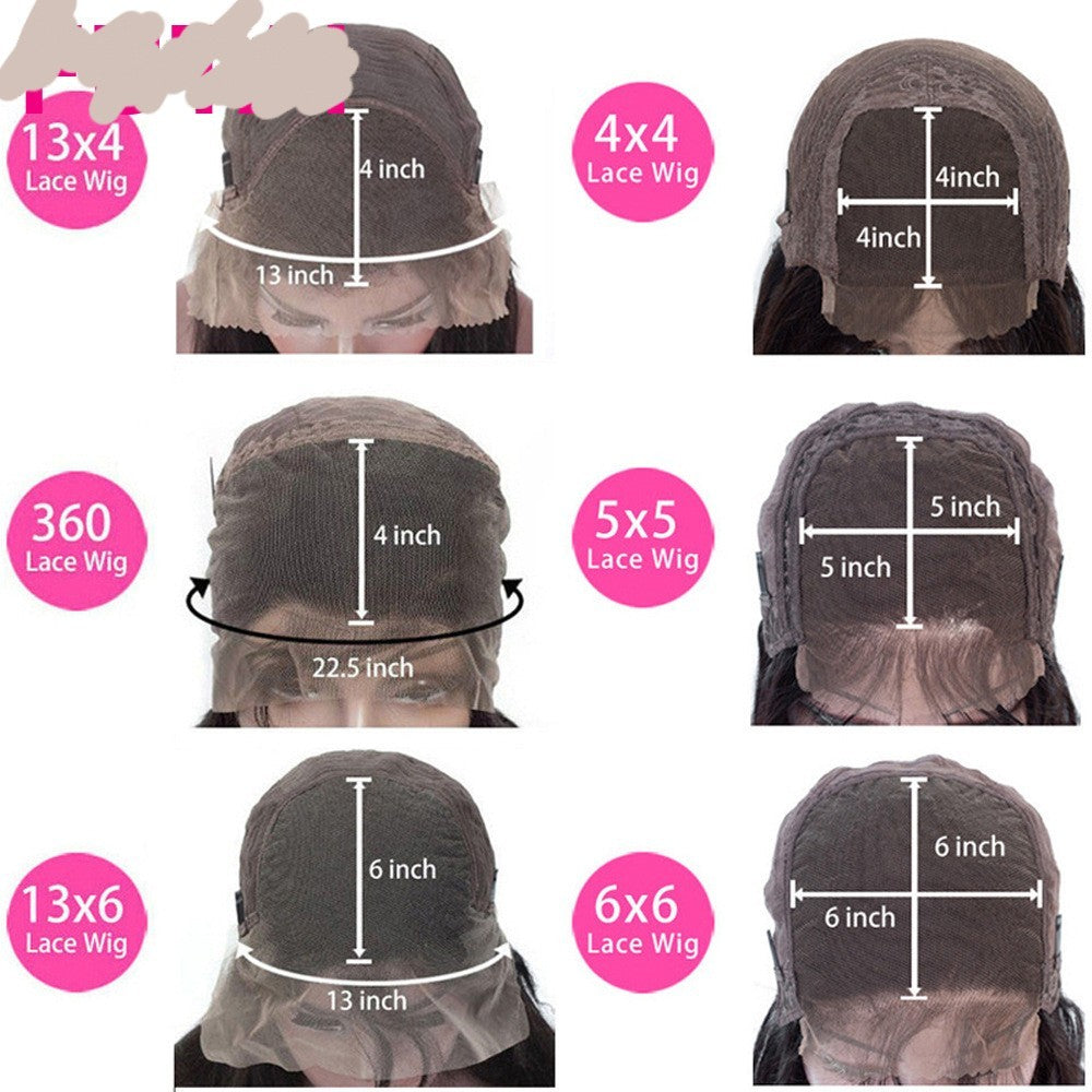 Real Human Hair Lace Wig Set Straight Hair Black Medium Length Product information: Hair material: Real hair Bangs type: can be straight or diagonal Processing technology: hand weaving What it does: Change your hairstyle Color: 14-25inch Face shape: Any f