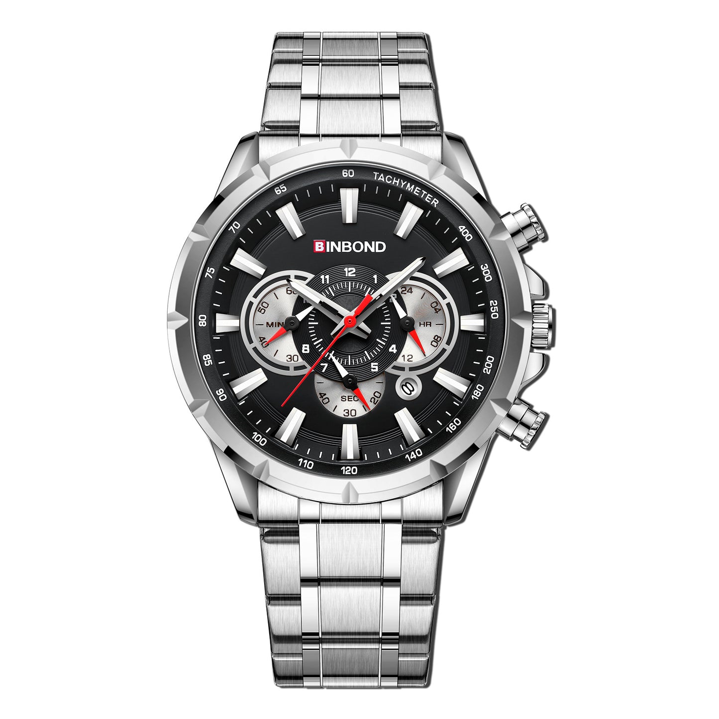 Tactical Motorcycle Waterproof Luminous Watch Timing Multi-Pointer Product information: Color: allpurpose model-blue steel-blue surface, allpurpose model-white steel-room rose gold-white surface, allpurpose model-black steel-black surface-rose nail, allpu