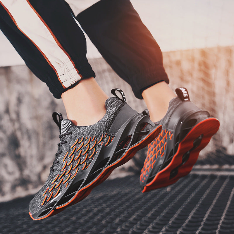 Flying woven sports men's shoes outdoor sports shoes Wearing style Function; increase, shock absorption, breathable, lightweight, wear-resistant pattern: plain Upper height Sole Material: Rubber Upper material; flying woven Technology; flying line technol