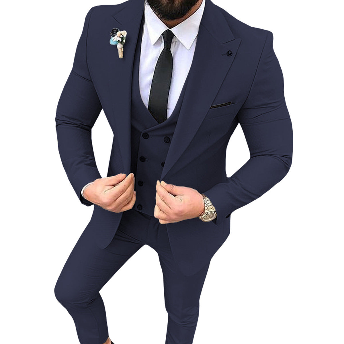 Men's Suit Collar Slim Fit Business Suit Product information: Color: dark blue Size: XS,S,M,L,XL,XXL,3XL,4XL,5XL Style: slim fit Clothing craft: adhesive interlining cloth craft Main fabric composition: Cotton Note: 1. Asian sizes are 1 to 2 sizes smaller