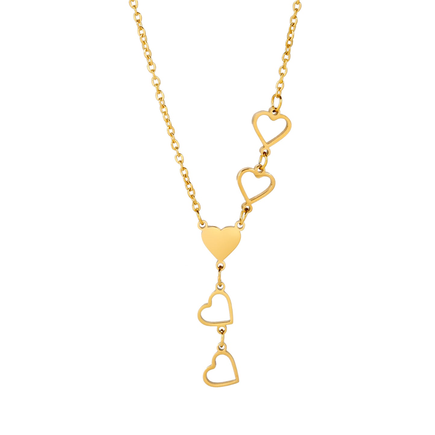 Fashion Love Pendant Stainless Steel Necklace Product Information: Material: stainless steel Treatment process: electroplating Shape: Heart shape Color: Steel, gold Size information: Packing list: Necklace *1 Fashion Love Pendant Stainless Steel Necklace