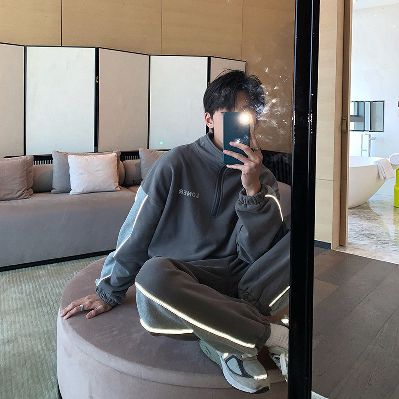 Spring And Autumn Trend Sports Leisure Sweater Product information : Made of: Cotton Color classification: black gray Sleeve Length: Long Sleeve Top style: sweater Trousers length: nine-point pants Size Information: Size: S M L XL Note: 1. Asian sizes are