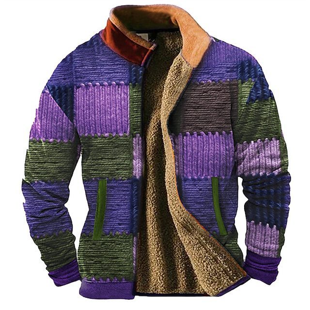 3d Printed Autumn And Winter Patchwork Pattern Casual Jacket Men Product information: Pattern: Plaid Suitable for people: middle-aged Size: S,M,L,XL,2XL,3XL,4XL,5XL,6XL Version: Loose Lining composition: Polyester Fiber (polyester) Content of lining ingre