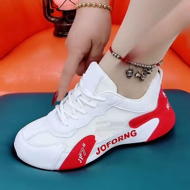 All-match Soft Bottom Double Net Breathable Clunky Sneakers Product information: Color: black, white, red, green, gray Lining material: Mesh Upper height: low top Heel height: low heel (1-3cm) Heel shape: flat heel Size: 35, 36, 37, 38, 39, 40, 41, 42, 43