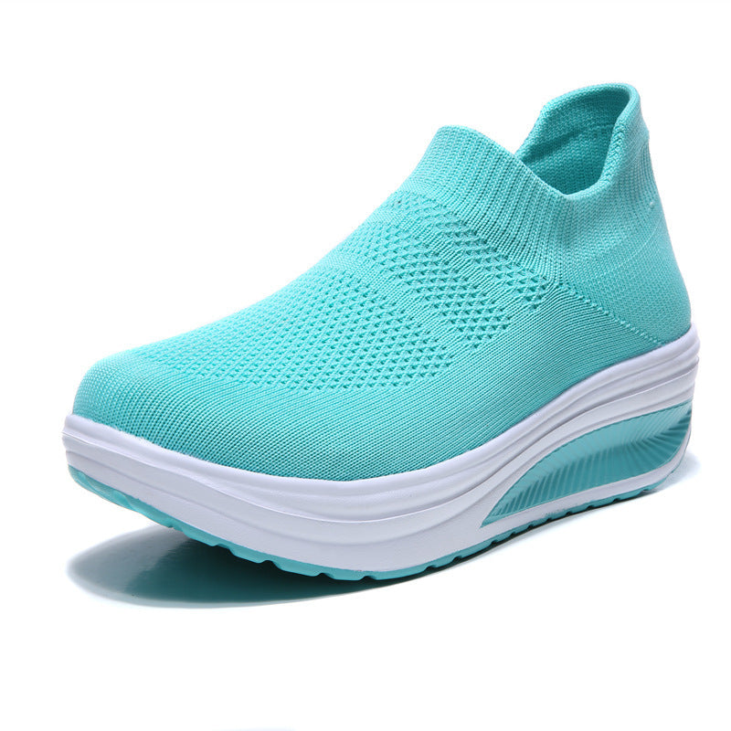 Flying Woven Sports Shoes Overfoot Shoes Fashion Casual Shoes White Shoes Product information: Style: Casual Popular elements: Shallow mouth Toe shape: round toe Upper material: mesh Applicable gender: female Heel height: middle heel (3-5CM) Pattern: plai
