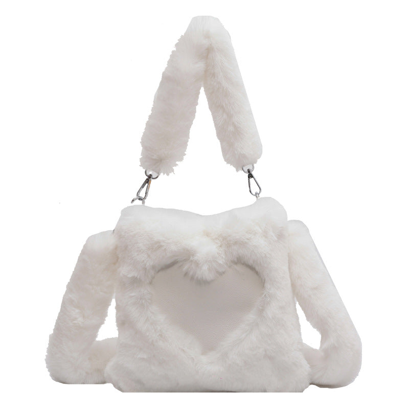 Love Handbags Winter Plush Shoulder Bags For Women Product information: Color: brown, khaki, white Material: plush Luggage trend style: Tote bag Bag size: large Popular element: sewing thread Lining texture: polyester Bag shape: vertical square Cover open