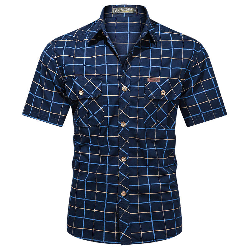 Fashion Men's Short Sleeve Plaid Shirt Product information: Pattern: Plaid Fabric name: Cotton Color: Army Green 5009, khaki 5009, dark blue 5009 Suitable for people: Youth Size: M,L,XL,XXL,XXL,XXXXL,5XL Applicable Gender: Male Note: 1. Asian sizes are 1