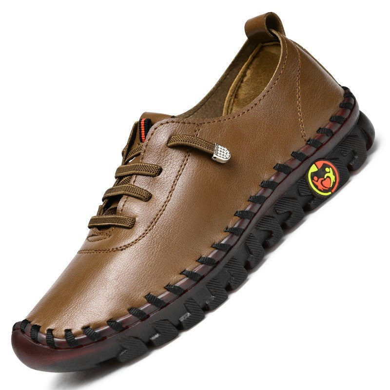Handmade Stitching PU Leather Mom Shoes Casual Shoes Wear-resistant Flat Pumps Product information: Lining material: imitation leather Color: white, red, black, dark brown Heel height: flat heel Size: 35, 36, 37, 38, 39, 40, 41, 42, 43 Shoe Upper material