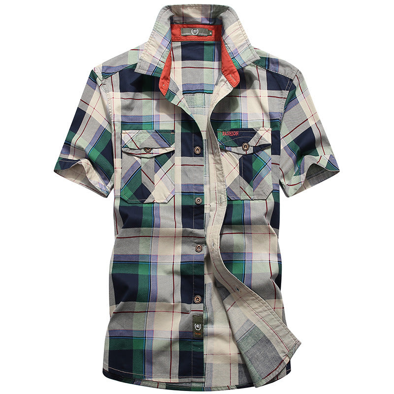 Men's Casual Sports All-match Cotton Shirt Product information: Pattern: Plaid Fabric name: Cotton Color: red grid 3101, green grid 3101 Size: S,M,L,XL,XXL,XXL,XXXXL Applicable Gender: Male Note: 1. Asian sizes are 1 to 2 sizes smaller than European and A