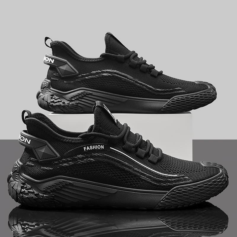 Men's Flying Woven Breathable Mesh Running Shoes Product information: Pattern: color matching Applicable sports: Jogging/long-distance running Color: beige, gray, black Upper height: low top Heel height: low heel (1-3CM) Heel shape: Platform Size: 39,40,4