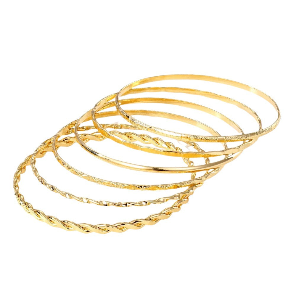 Bohemian Metal Chain Bracelet Set For Women Geometric Gold Color Thick Link Chain Open Bangle Female Fashion Jewelry Overview: Unique design, stylish and beautiful. Good material, High quality. Product information: Color: AR-0752 Material: Alloy Popular e