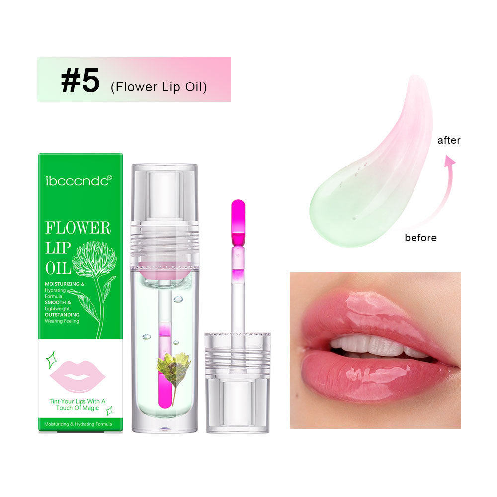 Flower Color Changing Lip Oil Moisturizing Jelly Lipgloss Clear Temperature Change Liquid Lipstick Reduce Lip Line Make Up Product information: Net content: single flower lip gloss 1 #(foreign language version), single flower lip gloss 2 #(foreign languag