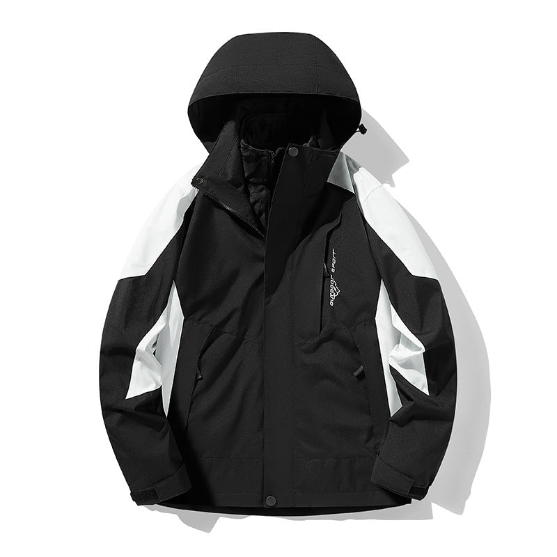 Three-in-one Removable Fleece-lined Thickened Waterproof Windproof Jacket Mountaineering Product information: Applicable sports: rock climbing, Universal, outdoor mountaineering, other Size: L,XL,XXL,XXXL,4XL,5XL,6XL (this is for men) Pad type: wool pad S