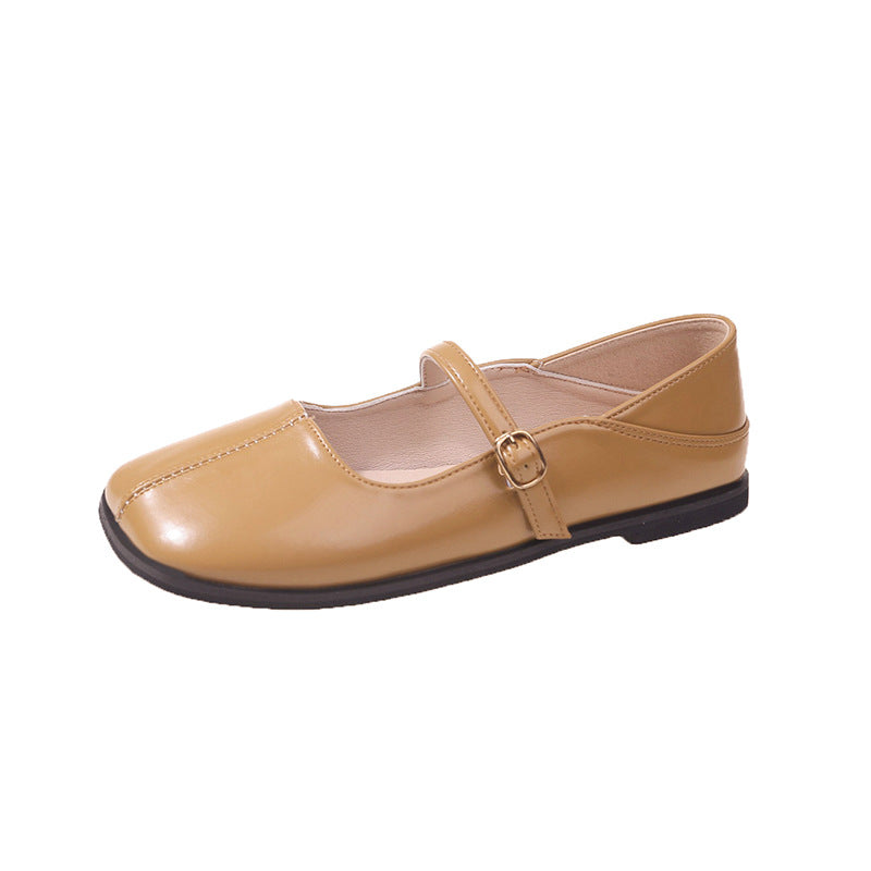 Flat Square Head Handmade Shoes Female Retro French Mary Product information: Pattern: solid color Lining material: cloth Applicable sports: Universal Color: creamy-white, black, khaki Upper height: low top Heel height: flat heel Heel shape: flat heel Siz