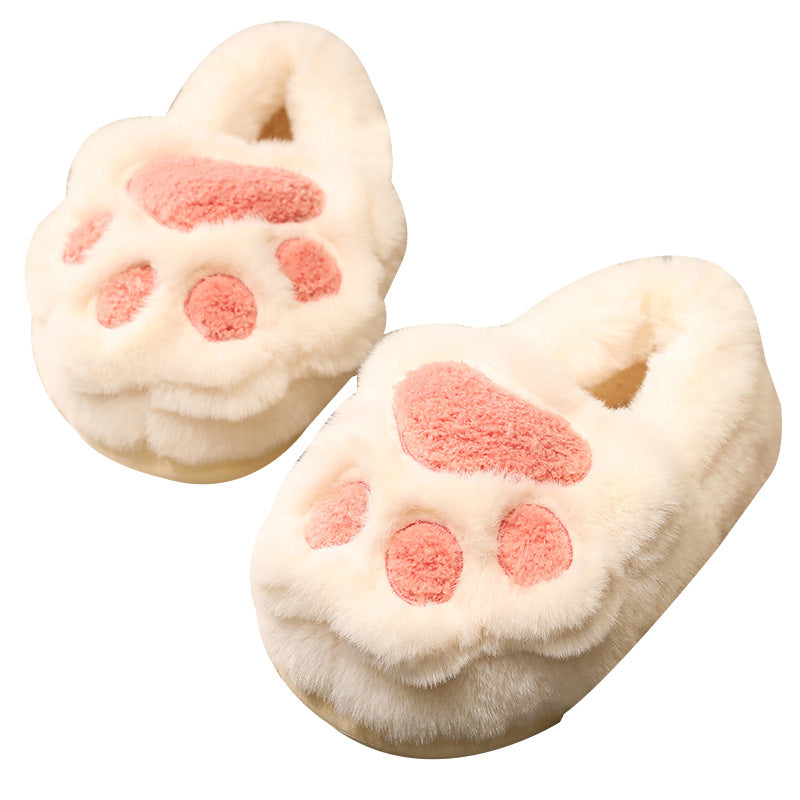 Cute Cat Claw Cotton Slippers Women's Plush Slippers Product information: Color: low cover heel pink, low cover heel white, low cover heel smoky gray, low cover heel khaki, cover heel pink, cover heel White, cover heel smoky gray, khaki heel Footwear uppe