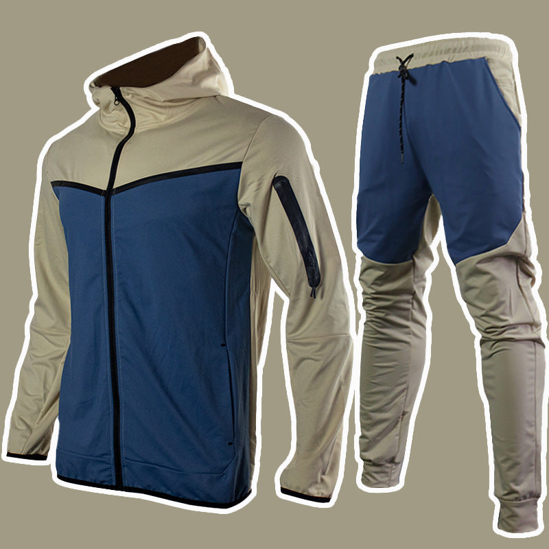 Men's Sportswear Trousers Hooded Suits Product information: Color: white, yellow, red, beige, orange, gray, green, black, light blue, dark blue, white and black, black and gray, all white, rose blue, khaki, rouge blue, beige Blue Top sleeve length: long s