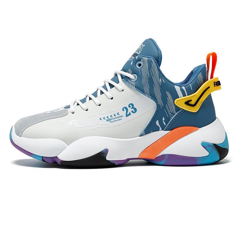 High-top Men's Basketball Running Casual Shoes Product information: Color: white black, white blue, black red Heel height: flat heel Size: 39, 40, 41, 42, 43, 44 Sole craft: viscose shoes Sole material: rubber Toe holder shape: round head Shoe Upper mater