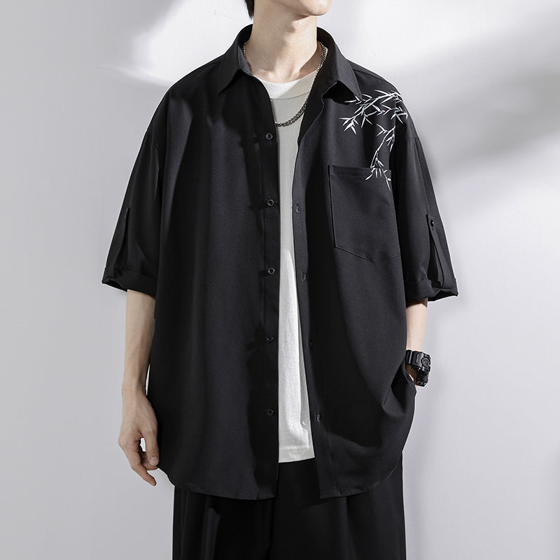 Fashion Casual Short-sleeved Shirt Men Product information: Color: white XT4138, black XT4138 Suitable for people: Youth Size: M,L,XL,2XL,3XL Version: Loose Style: Cardigan Main fabric composition: Polyester Fiber (polyester) Applicable Gender: Male Size