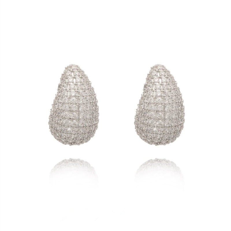 Fashion Jewelry Vintage Chunky Dome Drop Earrings For Women Glossy Stainless Steel Thick Zircon Inlaid Teardrop Earring Earrings Women Overview: Unique design, stylish and beautiful. High quality, comfortable wear. Product information: Treatment Process: