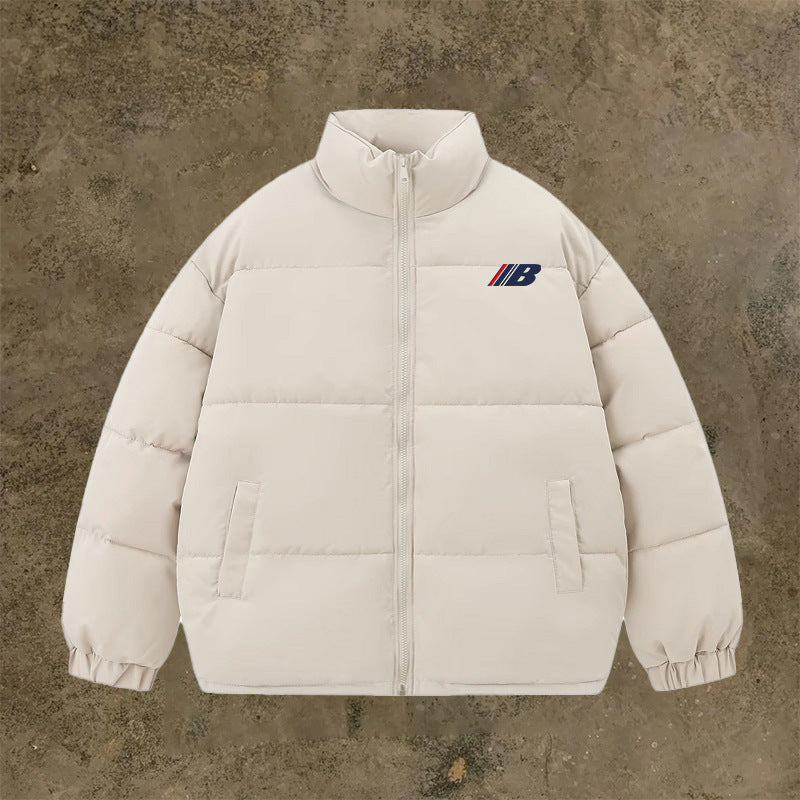 Simple Thick Warm Stand-up Collar Cotton-padded Coat Product information: Pocket Style: side seam sidekick Color: Milky White, Black Size: S,M,L,XL,XXL Style: Cardigan Fabric name: Polyester Fiber Size: Unit:CM Note: 1. Asian sizes are 1 to 2 sizes smalle