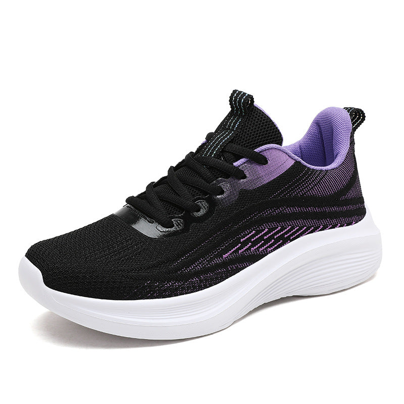 Breathable Soft Bottom Lightweight Shock Absorption Sneaker Lovers Shoes Product information: Pattern: color matching Applicable sports: Universal Lining material: Mesh Color: Black gray, white gray, white powder, White green, black purple Upper height: l