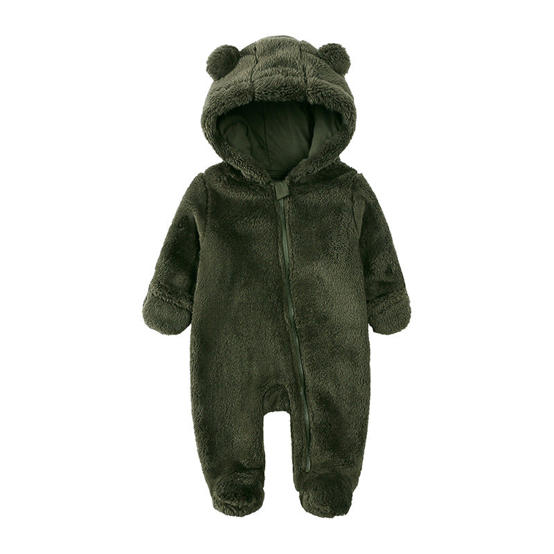 Flannel Baby Warm One-piece Romper Product information: Fabric name: flannel Main fabric composition: Polyester Fiber Applicable gender: neutral/both men and women Size: Note: 1. Asian sizes are 1 to 2 sizes smaller than European and American people. Choo