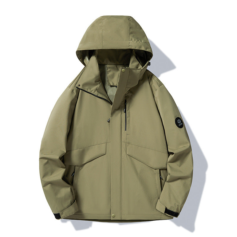 Spring And Autumn Thin Breathable Waterproof Windproof Detachable Mountain Hiking Camping Mountaineering Jacket Product information: Pattern: solid color Applicable sports: rock climbing, Universal, hiking, camping, outdoor mountaineering, tourism, other
