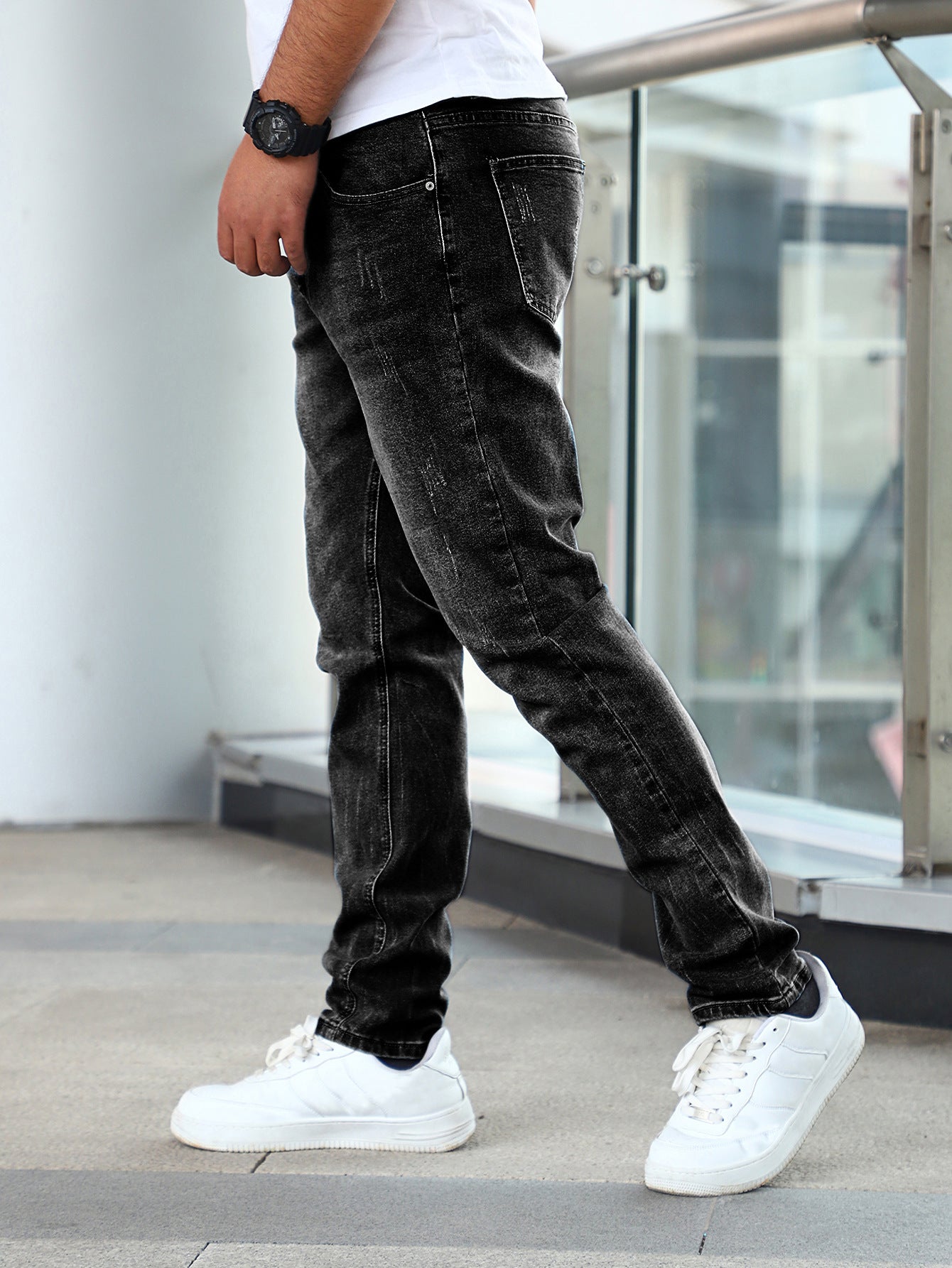 Men's Jeans Gray Trousers Stretch Skinny Product information: Color: silver gray, blue, black Suitable for people: Teenagers Size: 28, 29, 30, 31, 32, 34, 36, 38 Fly opening: zipper fly Fabric name: denim Pants type: tight Style: Korean style Size: Note:
