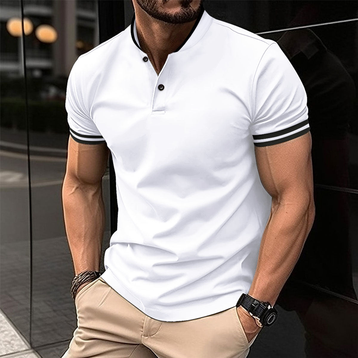 Men's Sports Button Pocket Short Sleeved Product information: Pattern: solid color Color: khaki, red, black, white Size: S,M,L,XL,XXL,XXXL Style: slim fit Main fabric composition: Polyester Fiber (polyester) Size: Note: 1. Asian sizes are 1 to 2 sizes sma