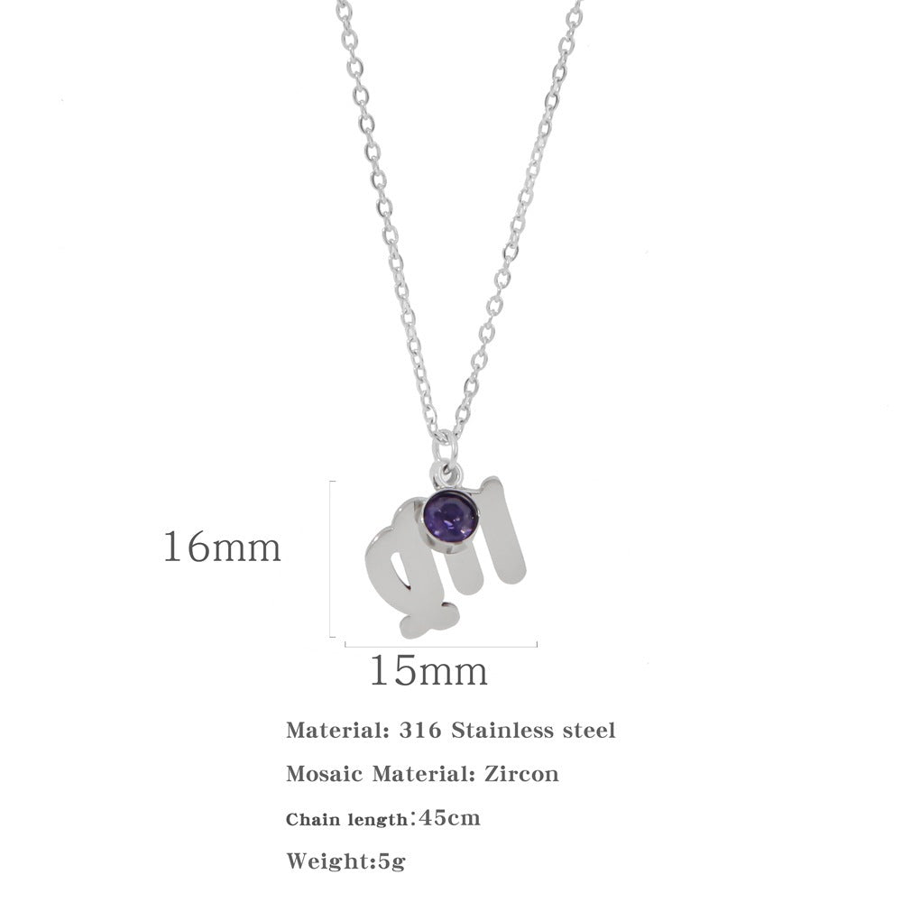 Necklace Stainless Steel Zircon Ornament Product information: Color: Aquarian Gold, Aries Gold, cancer Gold, Capricorn Gold, Gemini Gold, Leo Gold, Libra Gold, Pisces Gold, Sagittarius Gold, Scorpio Gold, Taurus Gold, Virgo Gold, aquarian steel color, Ari