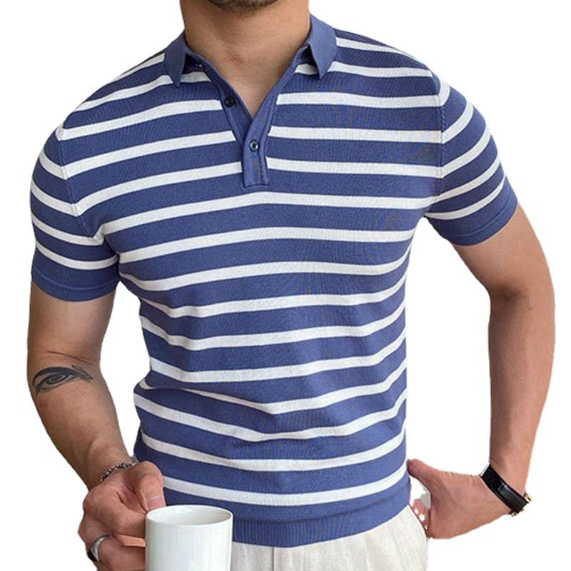 Blue Striped Business Polo Shirt For Men Product information: Pattern: stripes Color: blue Size: 3XL,2XL,M,L,XL Main fabric composition: viscose Style: Street Size Information: Note: 1. Asian sizes are 1 to 2 sizes smaller than European and American peopl