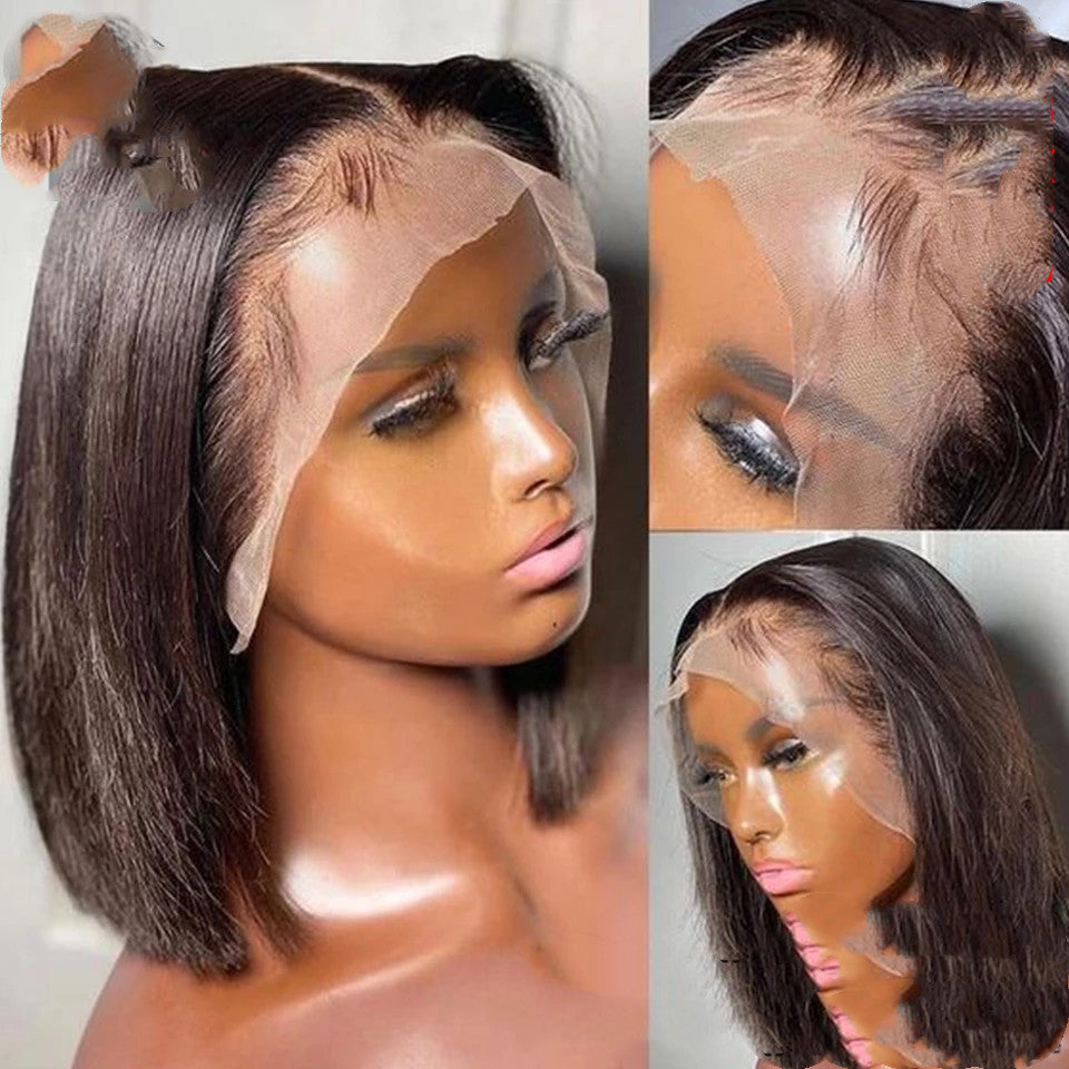 Short Bob Wig Bone Straight 13x4 Transparent Lace Front Wigs Product information: Treatment Process: hand woven/semi machine-made/360 headgear Efficacy: Pre-Plucked Lace Wigs Color: 10 inch 13X4 lace wig,12 inch 13X4 lace wig,14 inch 13X4 lace wig,10 inch