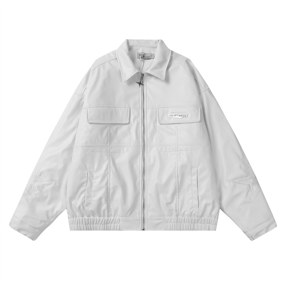 American Motorcycle Leather Jacket Men Product information: Color: white, purple, black Size: M,L,XL Leather classification: PU Applicable scenarios: Leisure Applicable people: Youth Applicable Gender: Male Note: 1. Asian sizes are 1 to 2 sizes smaller th