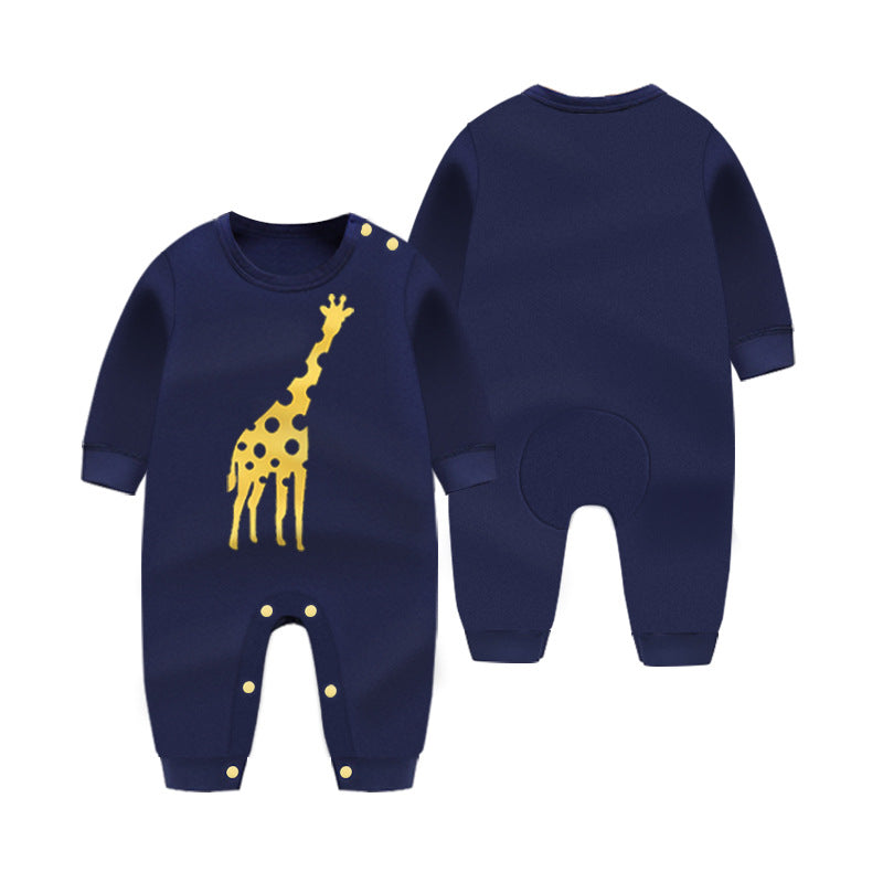 Baby Long-sleeved Romper Jumpsuit Spring And Autumn Baby Clothes Product information: Security level: Class A Fabric name: Cotton Sleeve length: long sleeve Whether hooded: not hooded Whether the hair/remnant thread ends are trimmed: all trimmed clean Mai