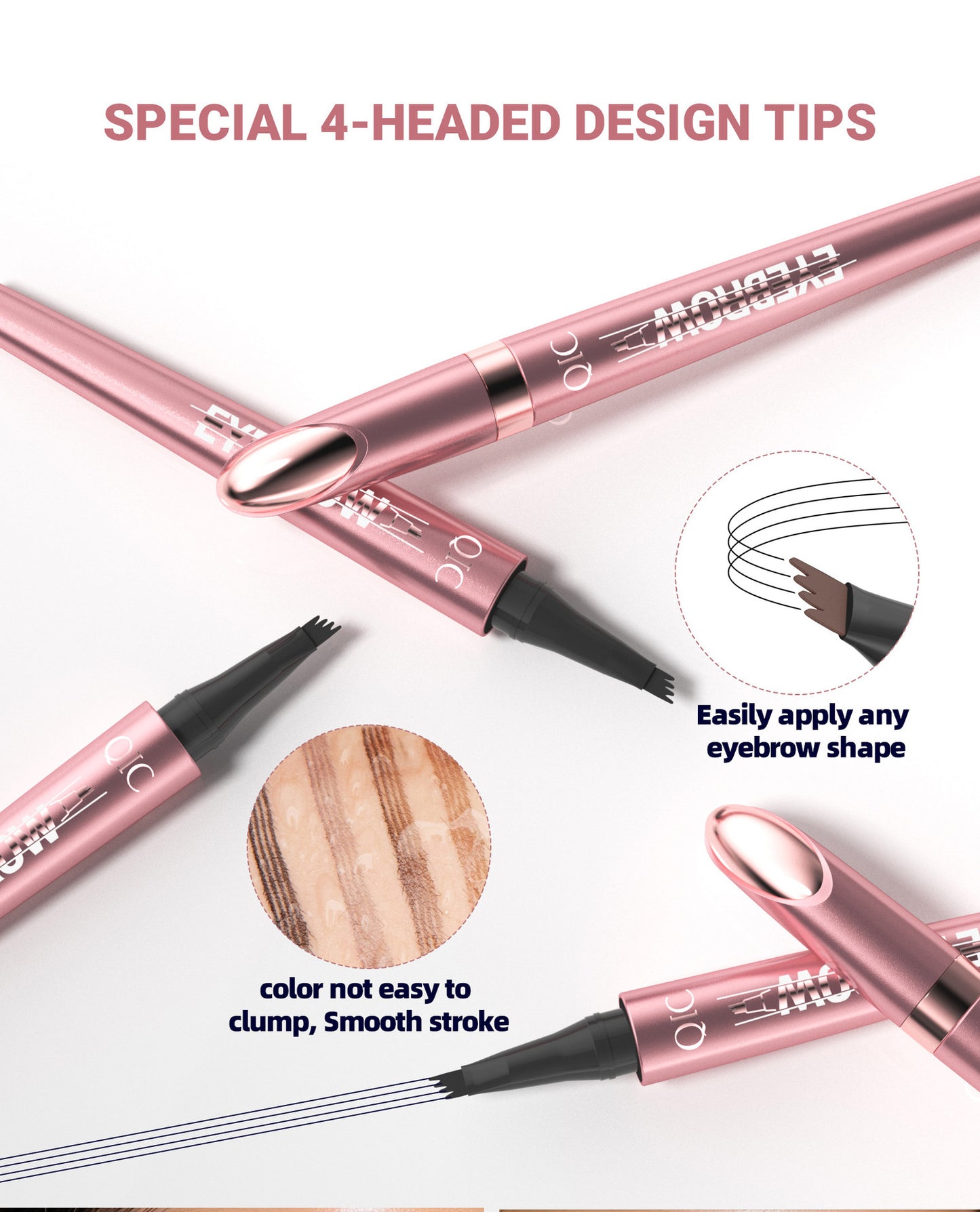 Waterproof And Smooth Not Smudge Four-fork Liquid Eyebrow Pencil Product information: Color: gray, brown, black, brown Specifications: Standard specifications Applicable skin type: Universal Category: eyebrow pencil, eyebrow powder Color classification: 1