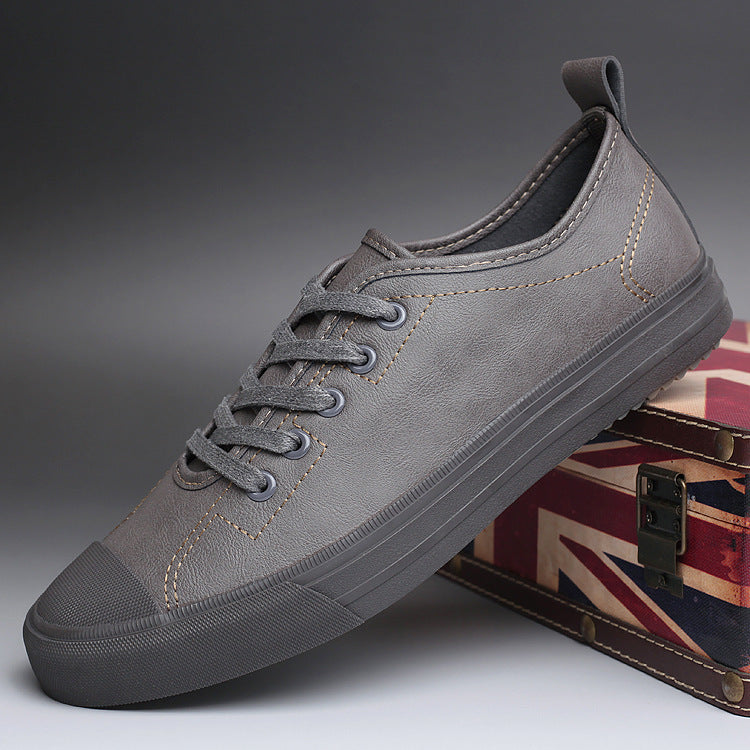 Men's Shoes Spring Tide Leather Surface Casual Shoes Flat Product information: Lining material: cloth Toe bracket shape: Tip Color: gray, black, Burgundy, Brown, pure black, all gray Shoe Upper material: PU Heel height: flat heel Size: 38, 39, 40, 41, 42,