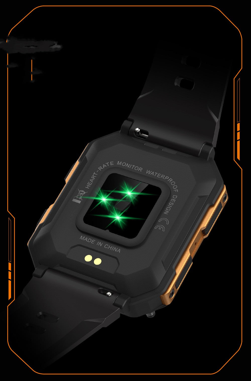 Sport Smart Watch Bluetooth Calling Outdoor Product information: Color: Black, Orange Operation mode: touch button Screen Type: TFT screen Functions: Waterproof, photographing, step counting, heart rate monitoring, blood pressure measurement, Bluetooth ca
