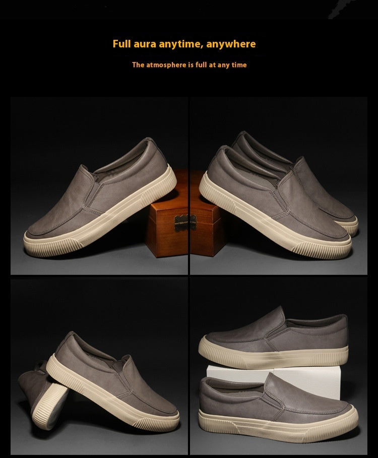 All-matching Men's Leather Shoes Breathable Casual Fashion Low-top Sneakers Product information: Pattern: solid color Lining material: soft and comfortable Color: 21318 Gray, 21318 Black, 21318 Brown, 21318 black card, 001 All Black Heel shape: square hee