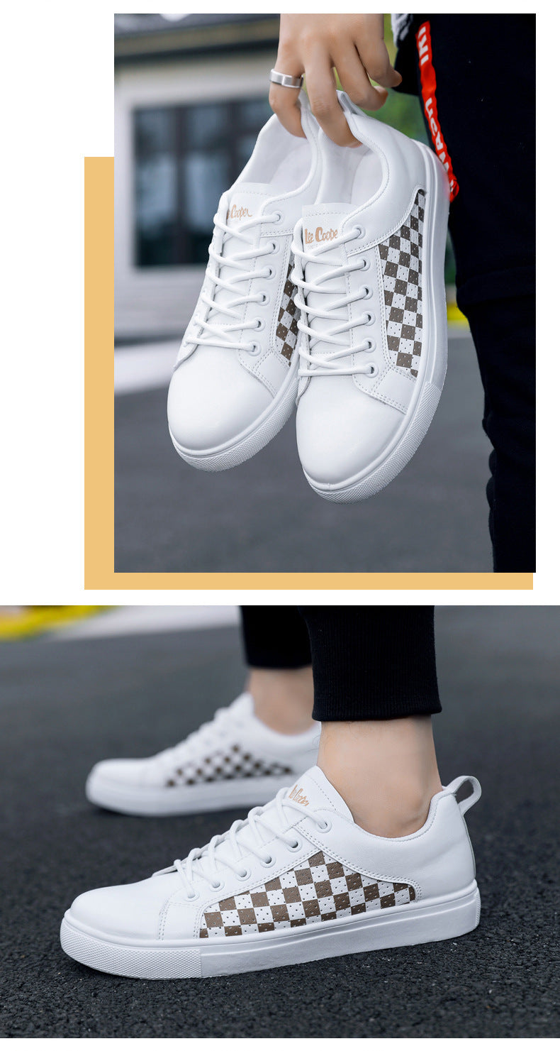 Summer Men's PU Leather Casual Shoes Product information: Color: white and black, white green, khaki, White Heel shape: flat heel Size: 39, 40, 41, 42, 43, 44, 45, 46, 47, 48 Sole craft: injection moulded shoes Sole material: PVC Applicable scenarios: Lei