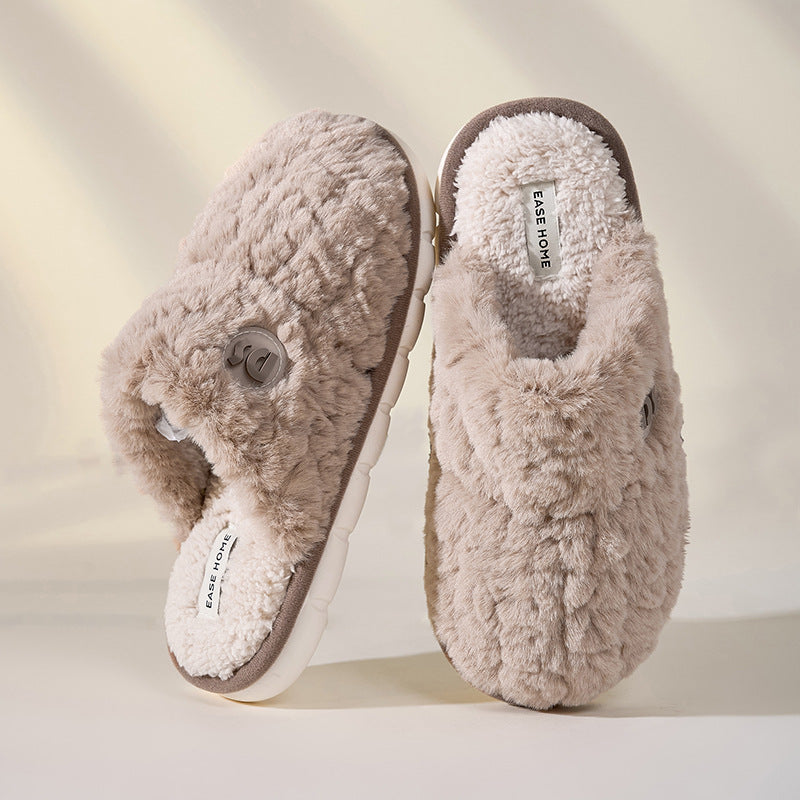 Warm Winter Plush Slippers Women Non-slip Thick-soled Fluffy Slippers Couple Slippers Men Indoor Bedroom Soft Solid House Shoes Product information: Upper material: plush Sole Material: eva Function: Height increase, non-slip, warmth Toe shape: round head