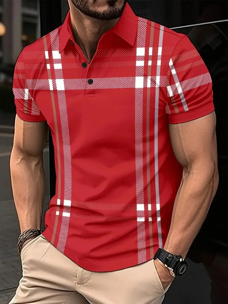Business Plaid Slim Fit Polo Shirt Product information: Pattern: Plaid Applicable scenarios: Leisure Color: white, gray slate, black, brown, red Main fabric composition: Polyester Fiber (polyester) Size: S,M,L,XL,XXL Version: Loose Packing list: Men's top