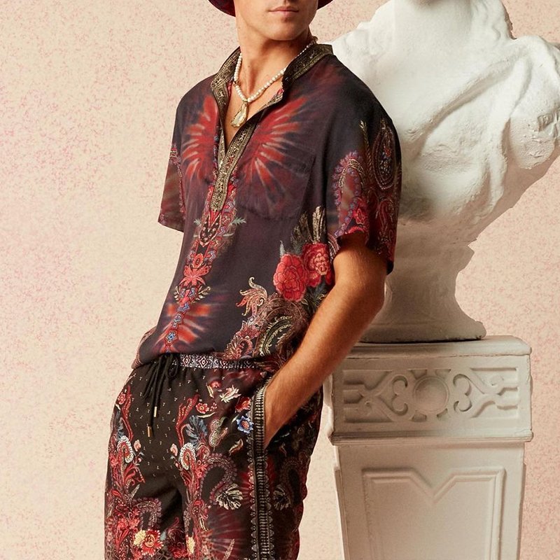 Loose Shirt Casual Men's Shorts Short Sleeve Suit Product information: Material:Polyester Fiber (Polyester) Style:Hong Kong style Features:printing Colour:Red Size Information: Size: S/M/L/XL/XXL/3XL Note: 1. Asian sizes are 1 to 2 sizes smaller than Euro