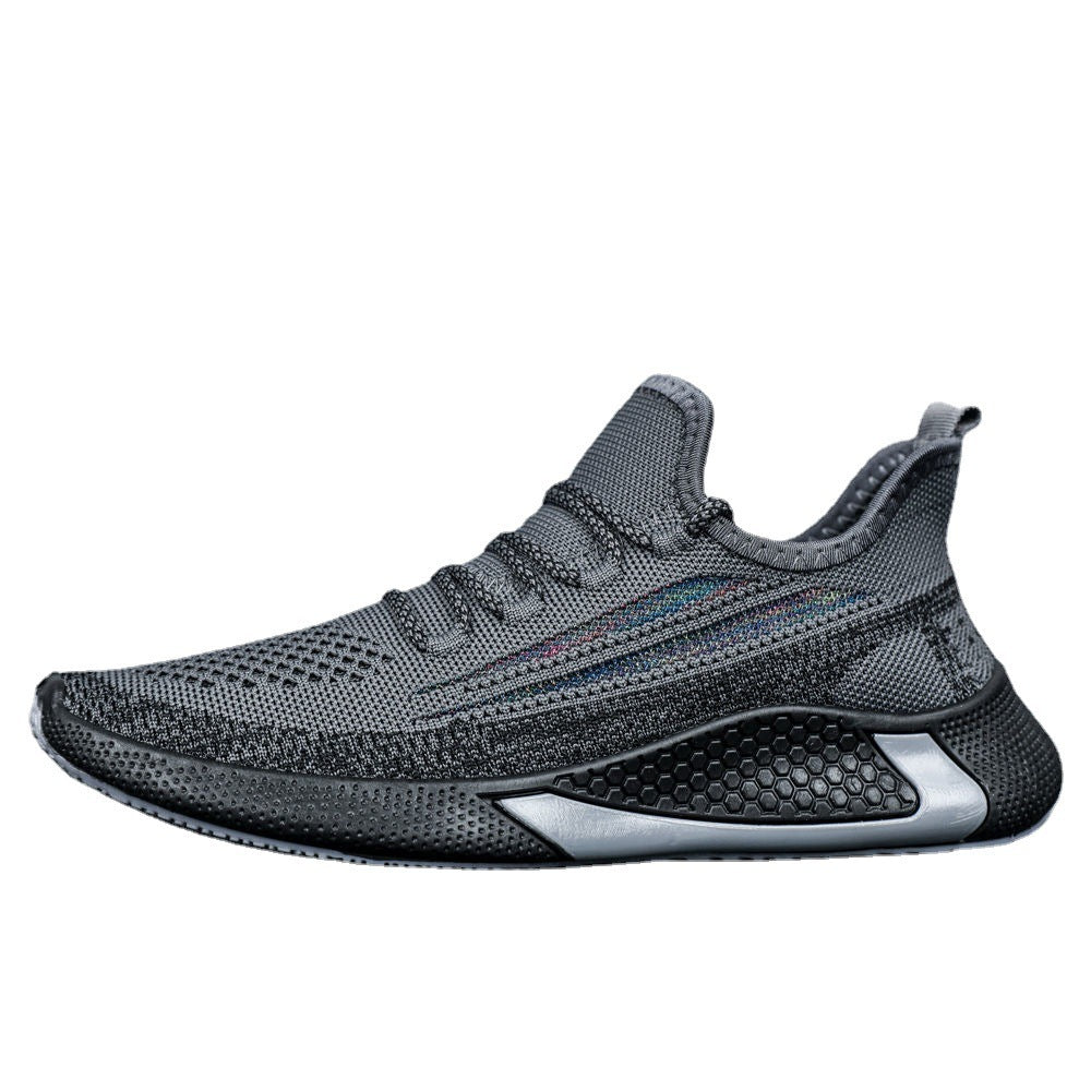 Men's Shoes Real Flying Woven Breathable Men's Casual Shoes Low Top Product information: Pattern: stripes Applicable sports: Universal Lining material: Mesh Color: white, black, gray Upper height: low top Heel height: flat heel Heel shape: flat heel Size: