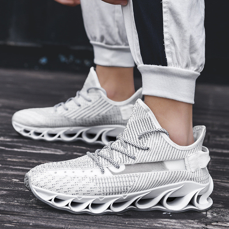 Flying Woven Fabric Breathable Sneakers, Hollow Casual Shoes, Large Size Shoes Product information: Wearing style: front tie Style: sports Function: Breathable Thickness: ordinary thick Processing method: cold bonding process Inside material: mesh Tube he