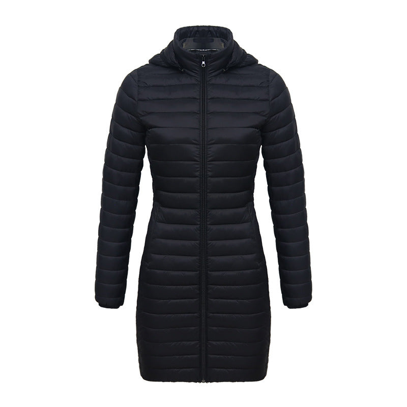 Women's Lightweight Mid-length Slim-fit Cotton-padded Jacket Product information: Color: dark blue, wine red, purple, pink, Milky White, Black Size: S,M,L,XL,XXL,3XL,4XL,5XL Style: slim fit Popular elements: zipper Removable or non-removable: Removable Fa
