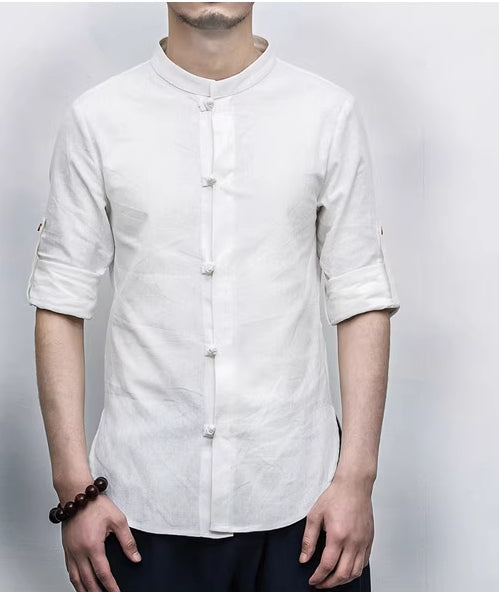 Men's Linen Leisure Long Sleeve Shirt Product information: Pattern: solid color Suitable for people: Plus size Size: M,L,XL,XXL,XXXL,4XL,5XL Version: Loose Style: Cardigan Fabric name: hemp blend Main fabric composition: linen Sleeve length: long sleeve S