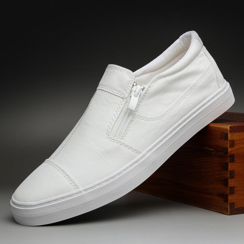 Men's Casual Shallow Mouthed PU Leather Shoes Product Introduction: Product category: Lazy shoes Opening depth: shallow mouth (below 7cm) Applicable gender: Male Upper material: artificial PU Toe shape: round toe Heel height: flat Colors: black and white,