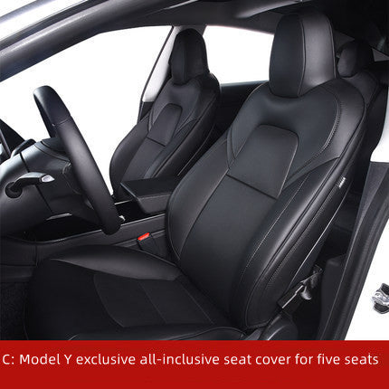 Car Seat Cover Interior Package Product information: Material: PVC/Chloroprene/PVC Style: Binding Specification: dedicated for special vehicles Type: Four Seasons Universal Color: White, Black Style: A: Model 3/Y single front seat cover, B: Model 3 exclus