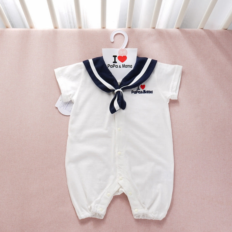 Navy Style Baby Clothes Newborn Clothes Baby Onesies Product information: Security level: Class A Fabric name: Cotton Sleeve length: long sleeve Whether it is hooded: detachable with hood Main fabric composition: cotton Main fabric ingredient content: cot